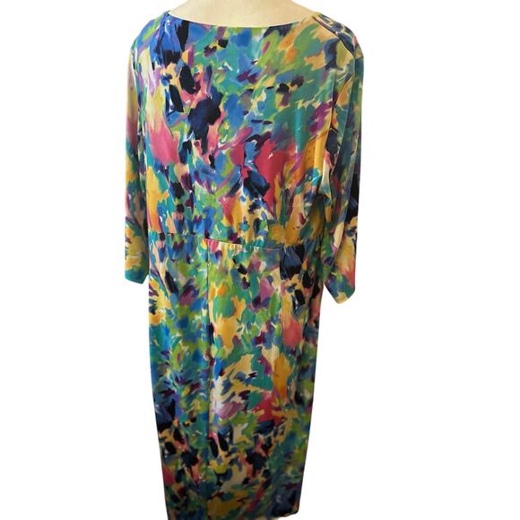 London Times Faux Wrap Midi Dress, Plus Size 2XL - Picture 5 of 6
